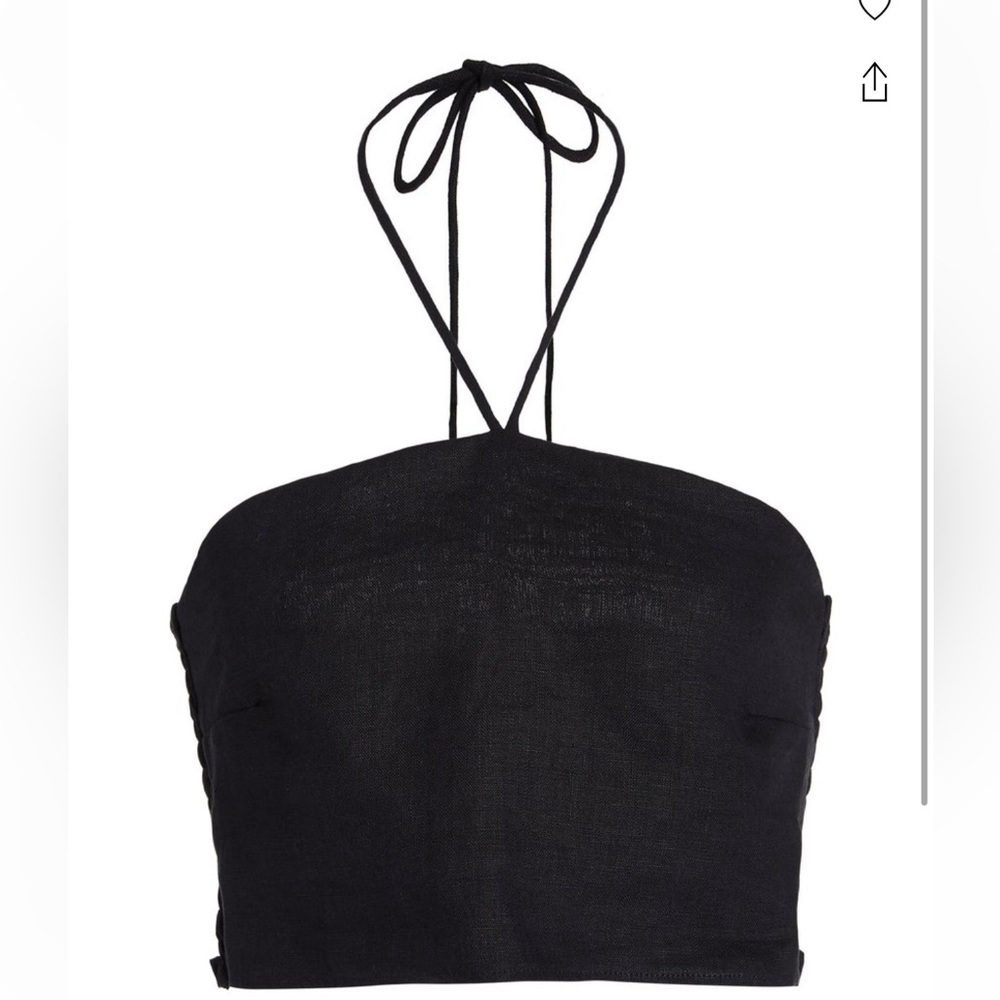 Faithfull the brand | Calipo Smocked Linen Cropped Halter Top